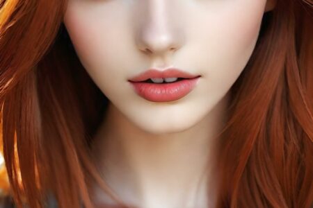AI girl with red hair wallpaper