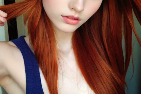 AI girl with red hair wallpaper