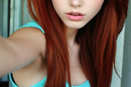 AI girl with red hair wallpaper