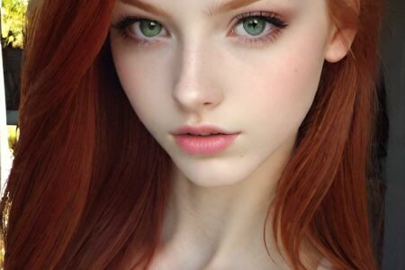 AI girl with red hair wallpaper