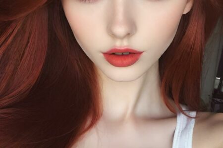 AI girl with red hair wallpaper