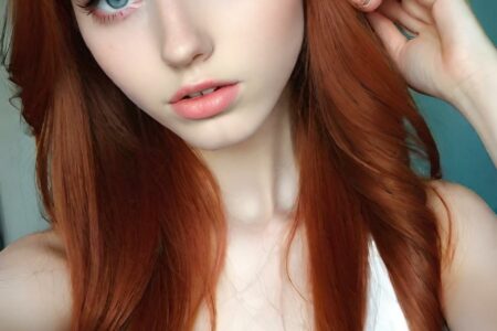 AI girl with red hair wallpaper