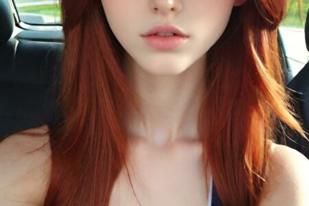 AI girl with red hair wallpaper