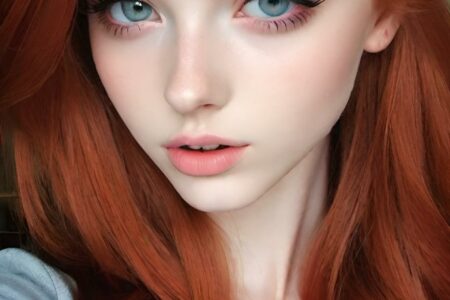 AI girl with red hair wallpaper