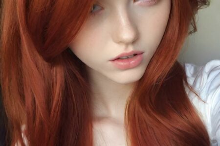 AI girl with red hair wallpaper