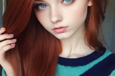 AI girl with red hair wallpaper
