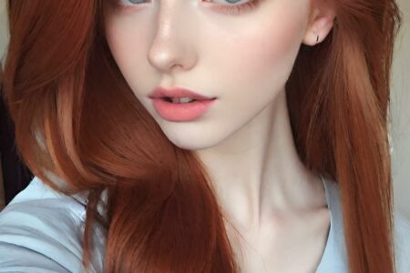 AI girl with red hair wallpaper