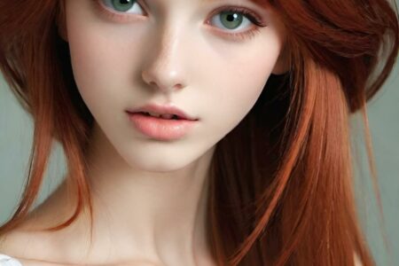 AI girl with red hair wallpaper
