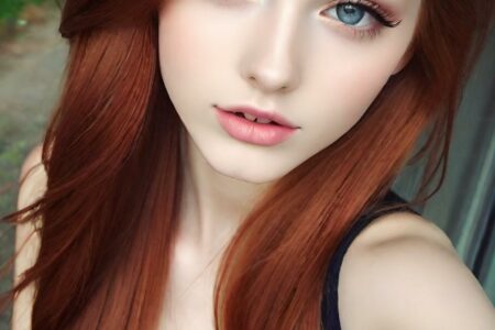 AI girl with red hair wallpaper
