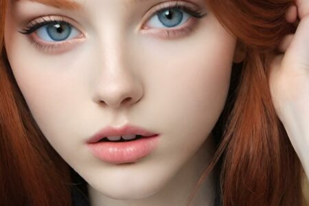 AI girl with red hair wallpaper