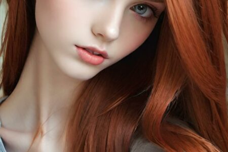 AI girl with red hair wallpaper