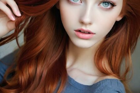 AI girl with red hair wallpaper