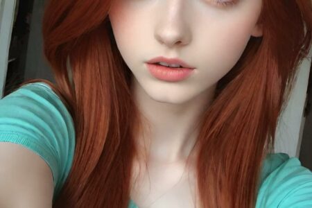 AI girl with red hair wallpaper