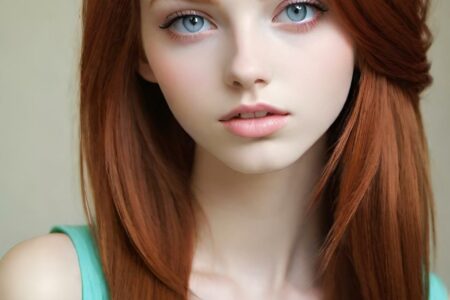 AI girl with red hair wallpaper