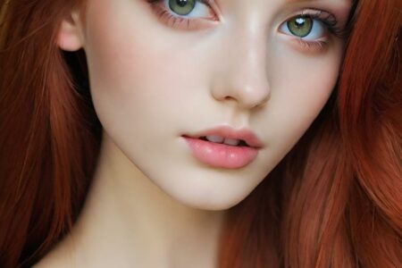 AI girl with red hair wallpaper