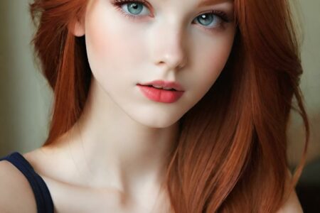 AI girl with red hair wallpaper