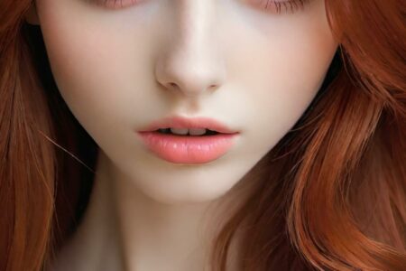 AI girl with red hair wallpaper