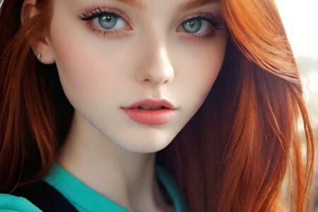 AI girl with red hair wallpaper