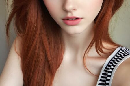 AI girl with red hair wallpaper