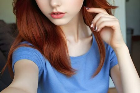 AI girl with red hair wallpaper