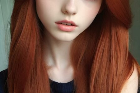AI girl with red hair wallpaper