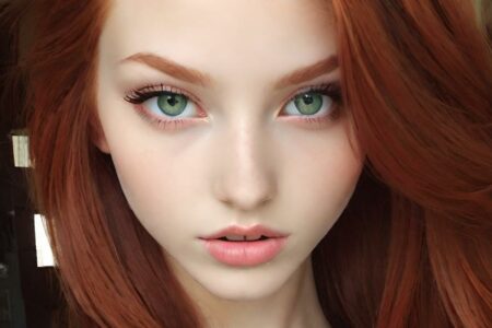 AI girl with red hair wallpaper