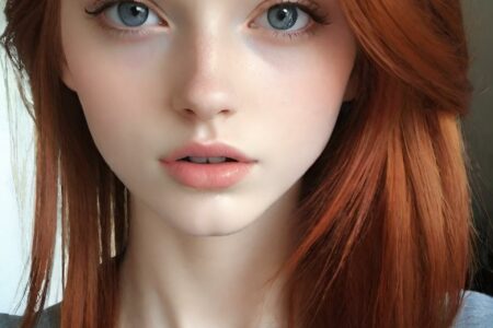 AI girl with red hair wallpaper