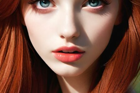 AI girl with red hair wallpaper