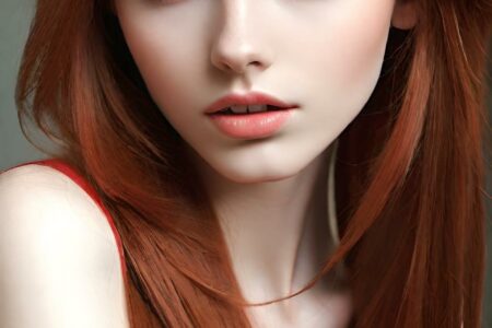 AI girl with red hair wallpaper