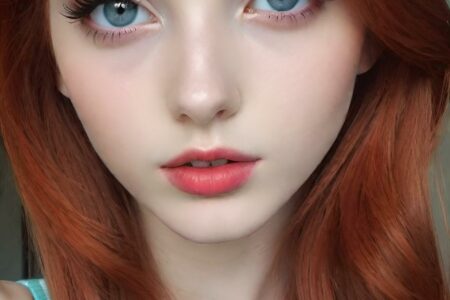 AI girl with red hair wallpaper