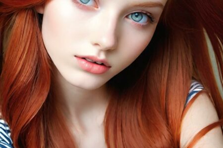 AI girl with red hair wallpaper