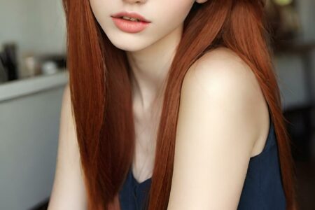 AI girl with red hair wallpaper