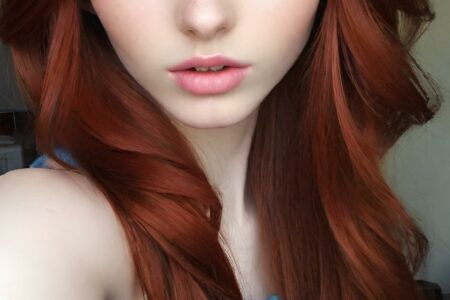 AI girl with red hair wallpaper