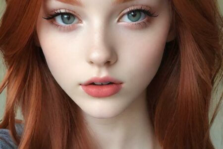 AI girl with red hair wallpaper