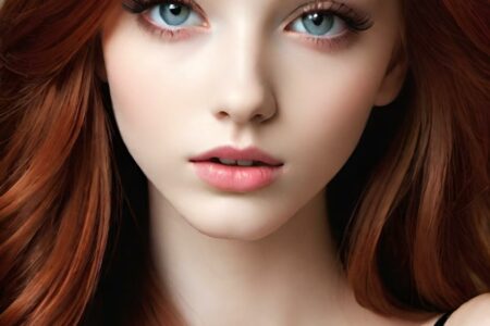 AI girl with red hair wallpaper