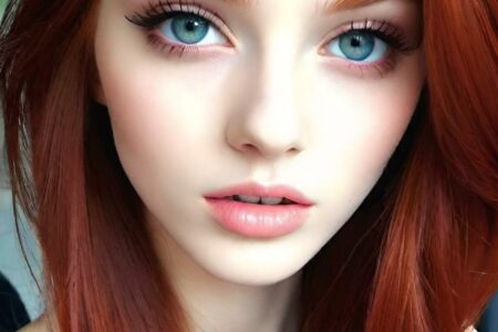 AI girl with red hair wallpaper