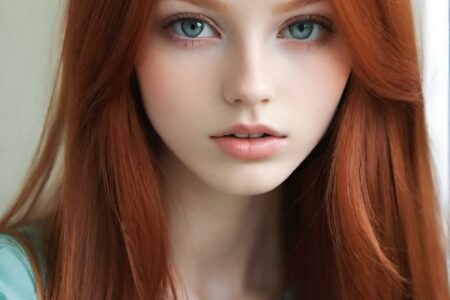 AI girl with red hair wallpaper