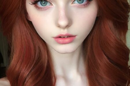 AI girl with red hair wallpaper