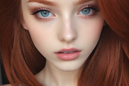 AI girl with red hair wallpaper