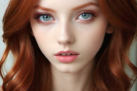 AI girl with red hair wallpaper