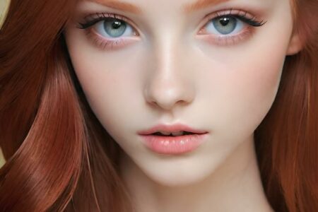 AI girl with red hair wallpaper