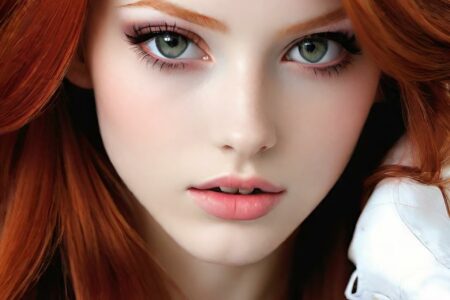 AI girl with red hair wallpaper