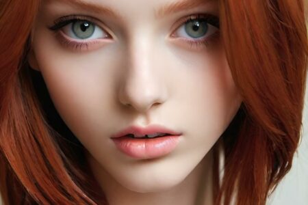AI girl with red hair wallpaper