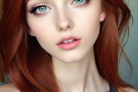AI girl with red hair wallpaper