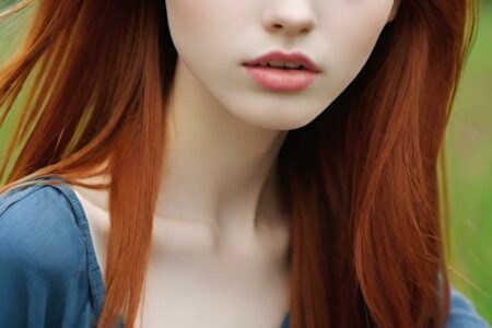 AI girl with red hair wallpaper