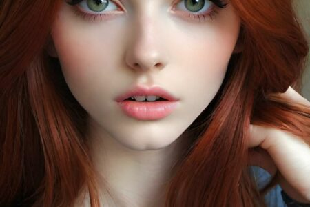 AI girl with red hair wallpaper