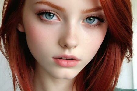 AI girl with red hair wallpaper