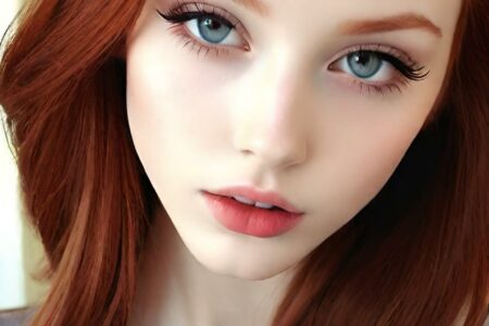 AI girl with red hair wallpaper