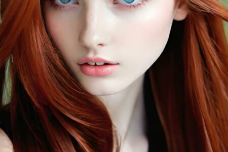AI girl with red hair wallpaper