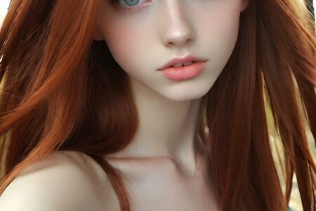 AI girl with red hair wallpaper